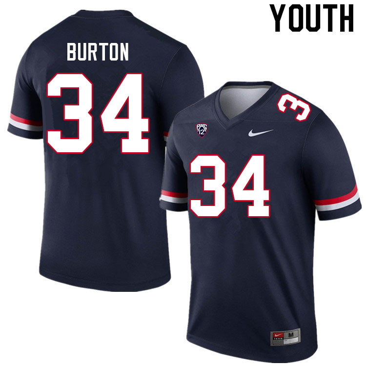 Youth #34 John Burton Arizona Wildcats College Football Jerseys Sale-Navy